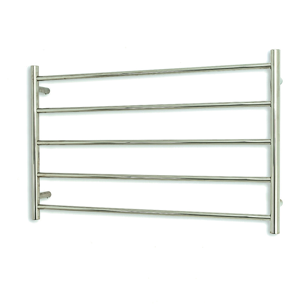 RADIANT HEATING 5-BARS ROUND HEATED TOWEL RAIL BRUSHED SATIN 80WATTS 950MM