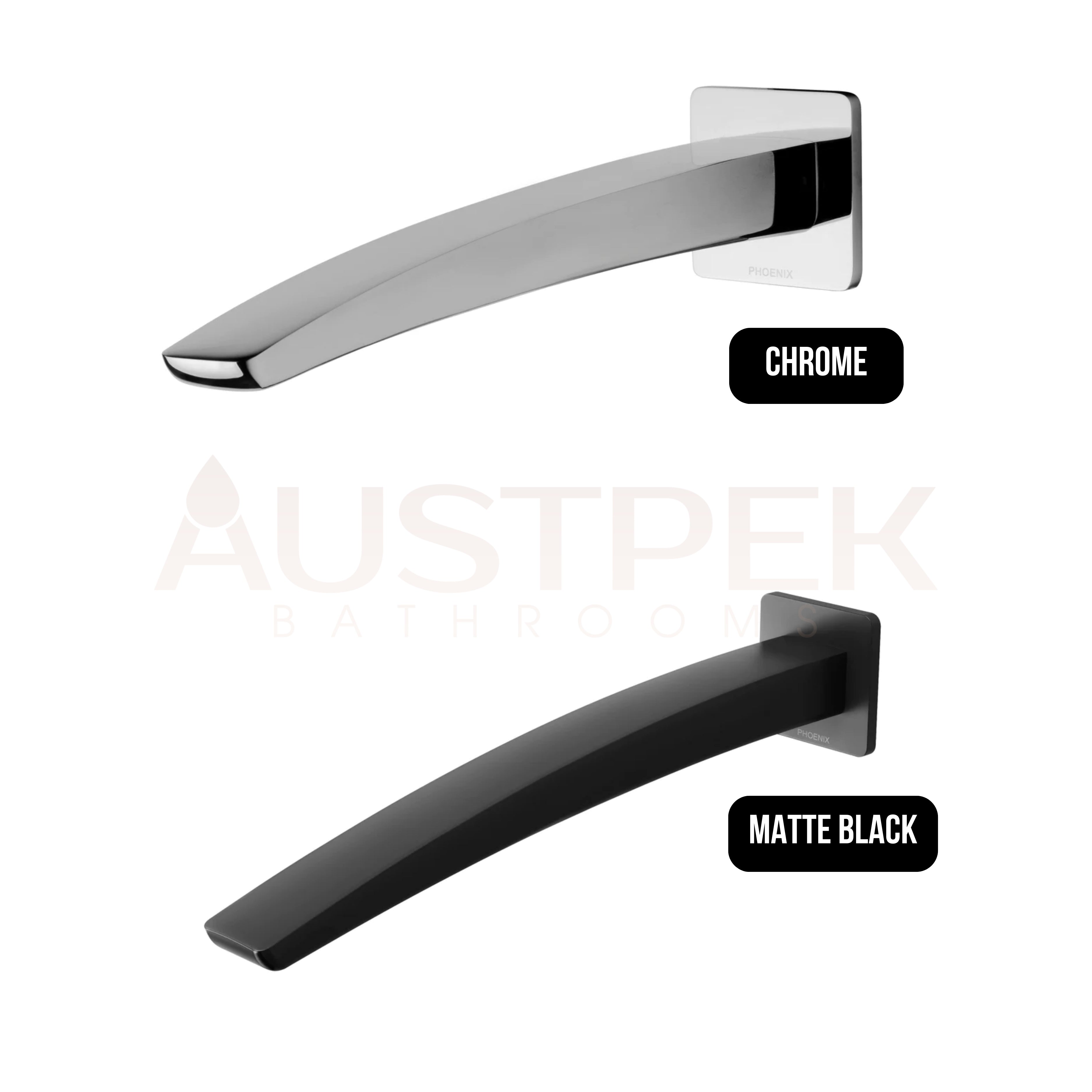 PHOENIX RUSH WALL BASIN OUTLET 280MM MATTE BLACK