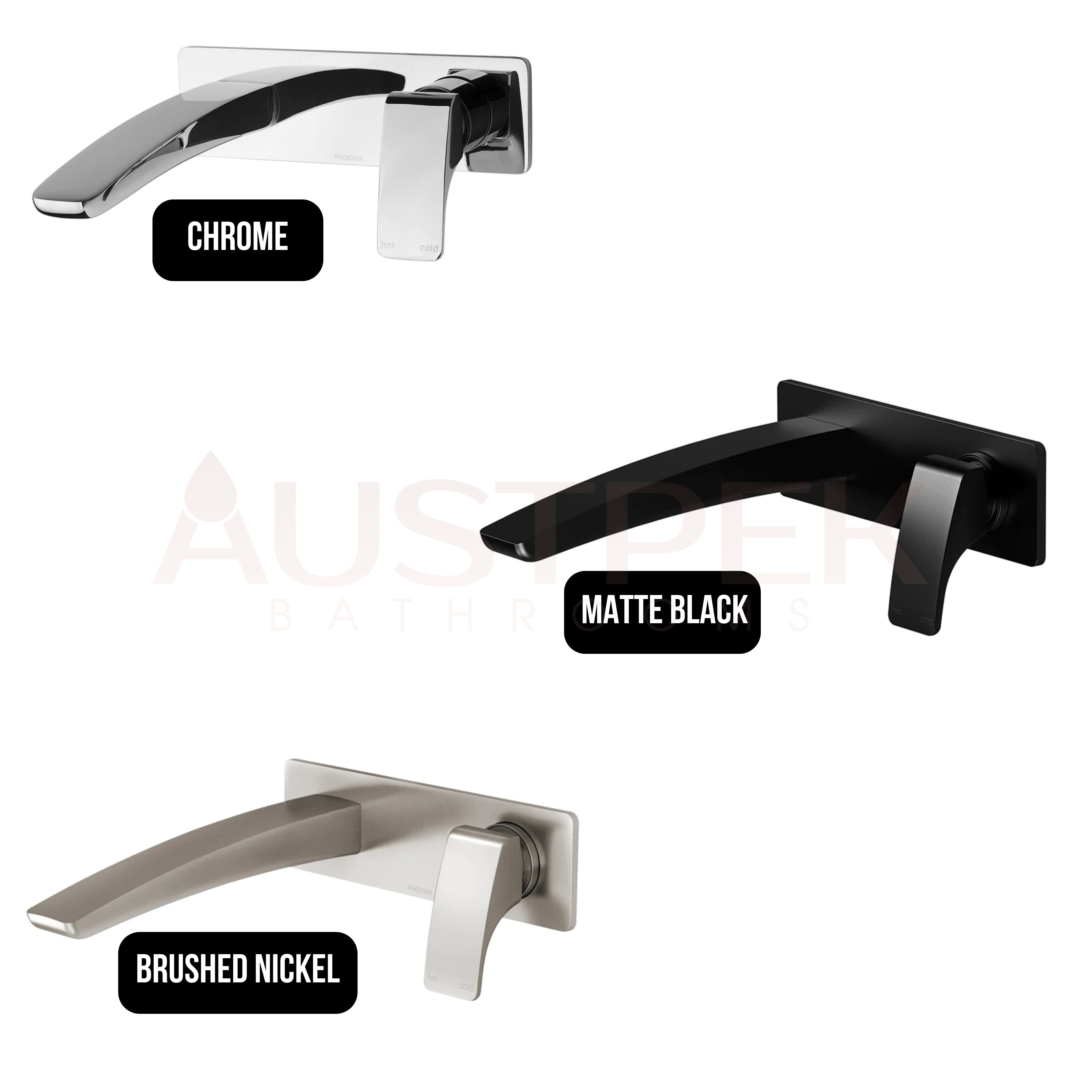 PHOENIX RUSH WALL BATH MIXER SET 180MM MATTE BLACK