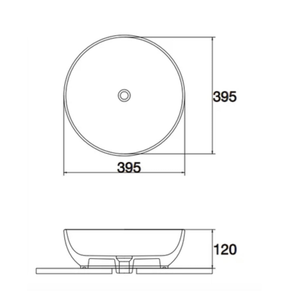 CLAYA RUBY ROUND ABOVE COUNTER BASIN GLOSS WHITE 395MM