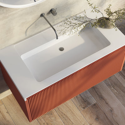 BELBAGNO RIMINI POTTER'S CLAY 1000MM SINGLE BOWL WALL HUNG VANITY AND BASIN