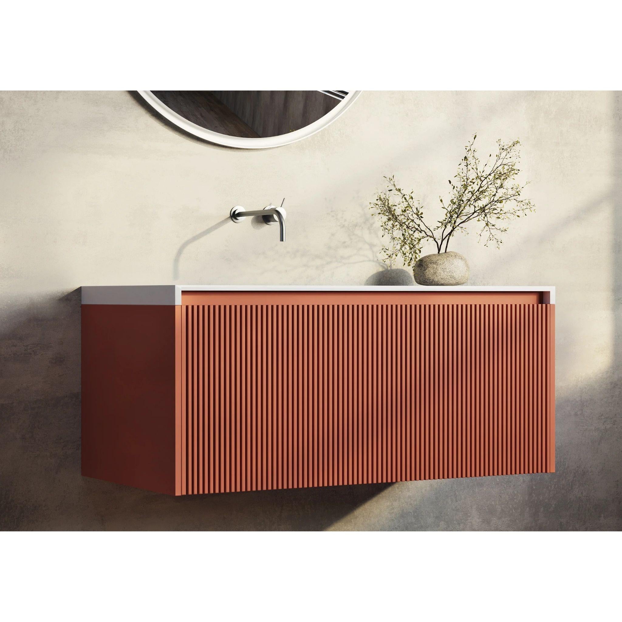 BELBAGNO RIMINI POTTER'S CLAY 1000MM SINGLE BOWL WALL HUNG VANITY AND BASIN