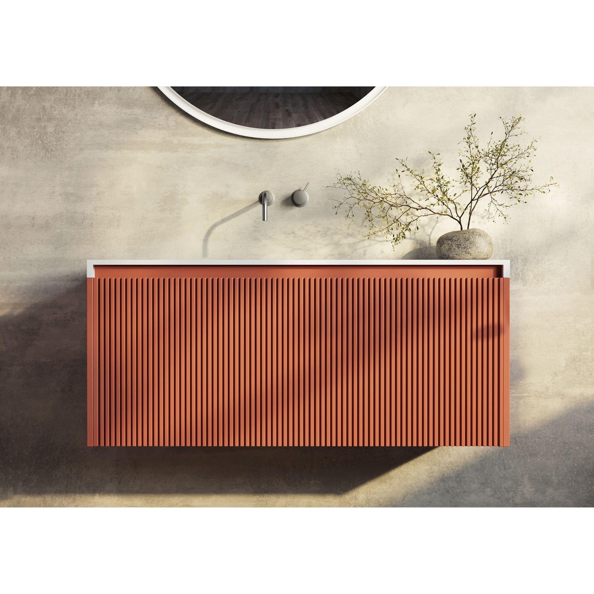 BELBAGNO RIMINI POTTER'S CLAY 1000MM SINGLE BOWL WALL HUNG VANITY AND BASIN