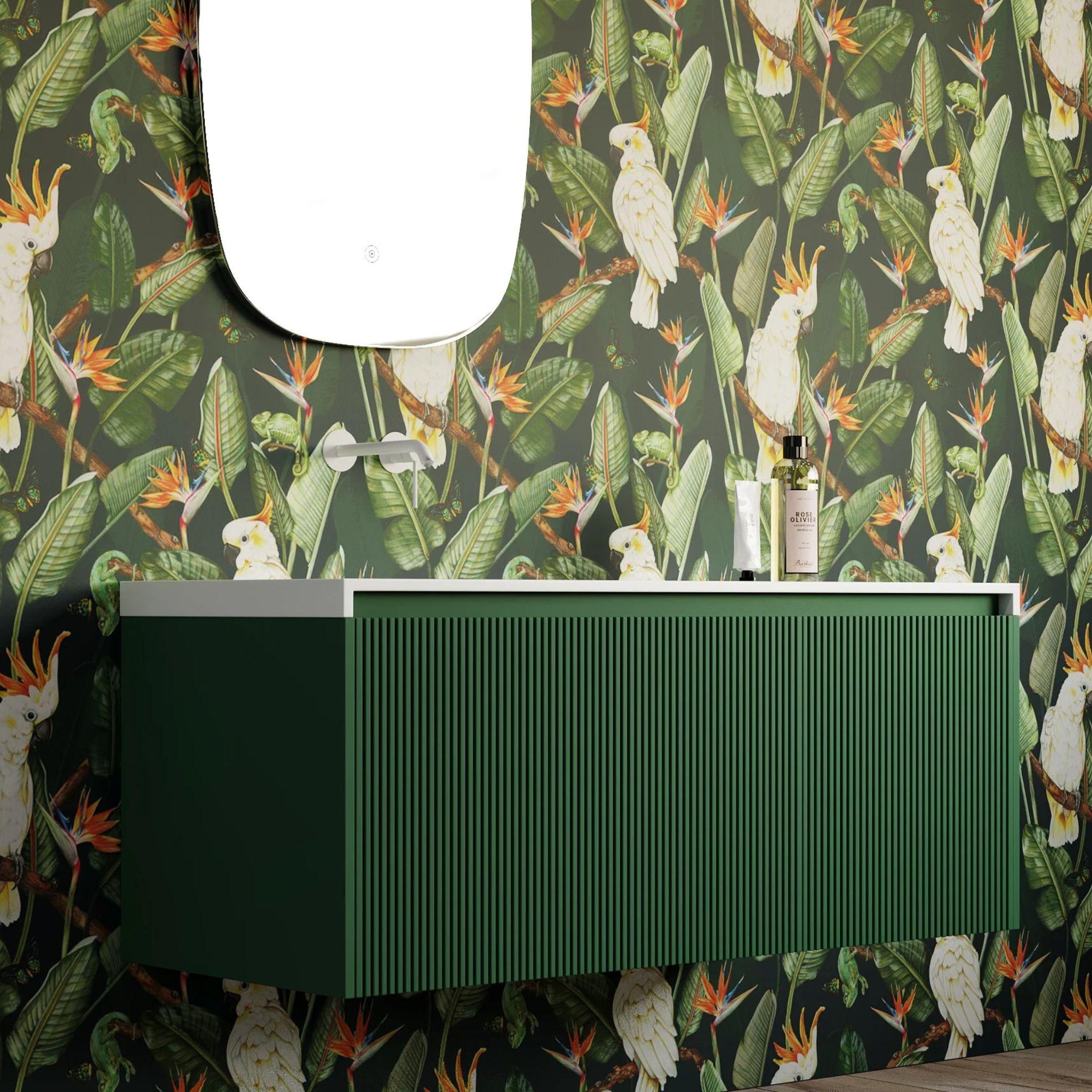 BELBAGNO RIMINI RAIN FOREST 1200MM SINGLE BOWL WALL HUNG VANITY AND BASIN