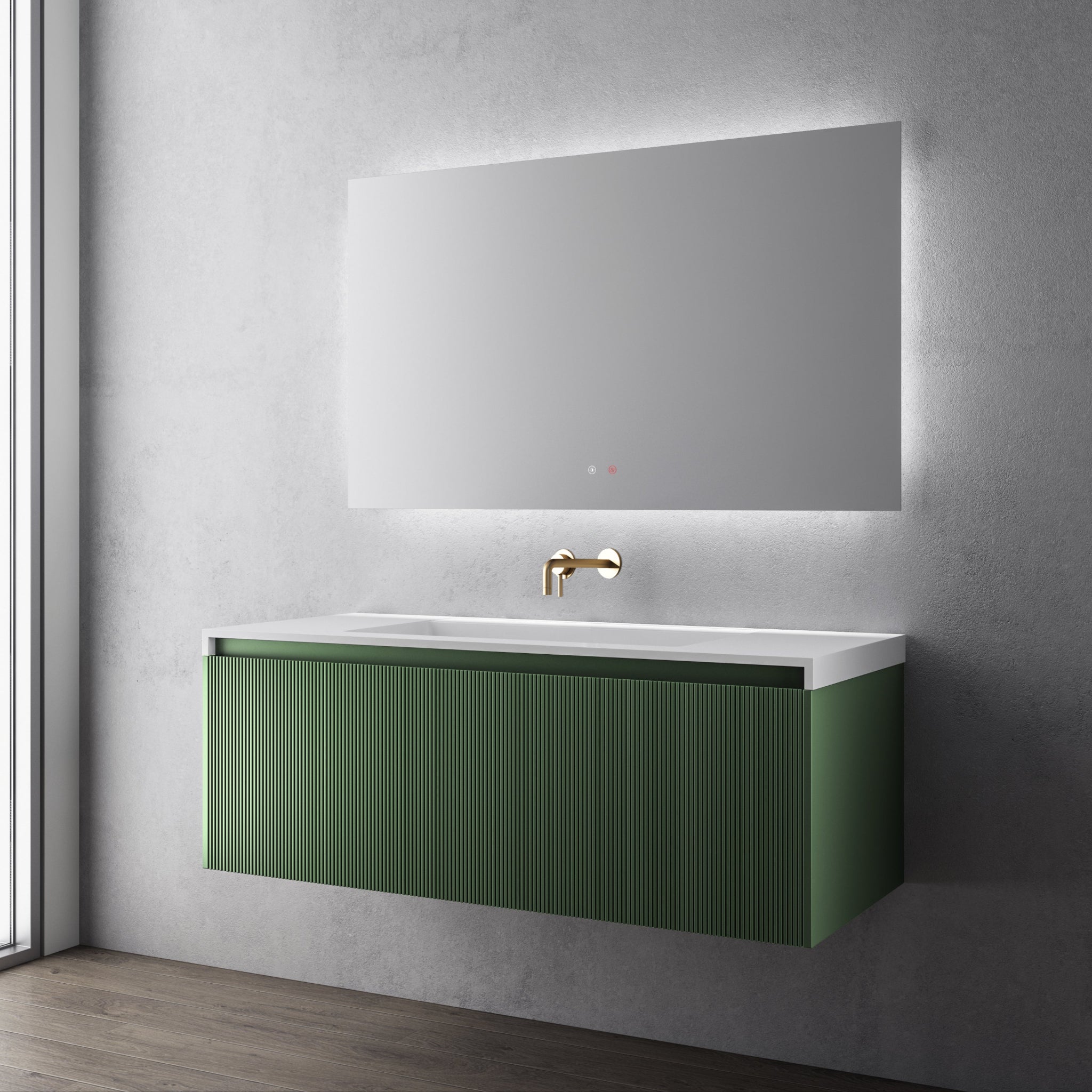 BELBAGNO RIMINI RAIN FOREST 1200MM SINGLE BOWL WALL HUNG VANITY AND BASIN