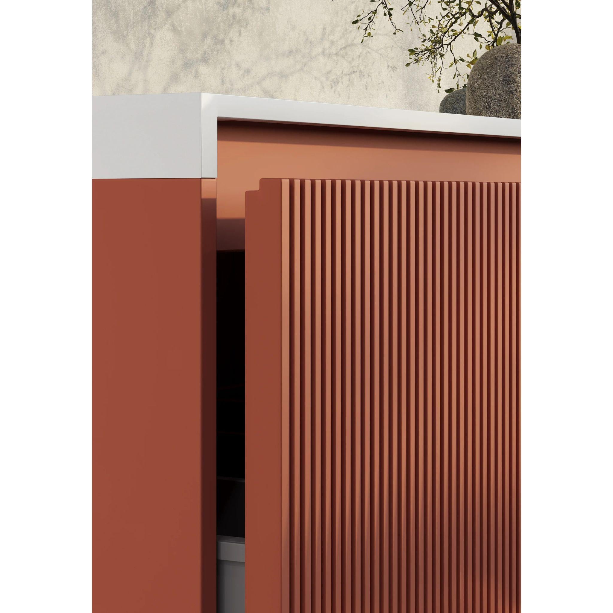 BELBAGNO RIMINI POTTER'S CLAY 1500MM DOUBLE BOWL WALL HUNG VANITY AND BASIN