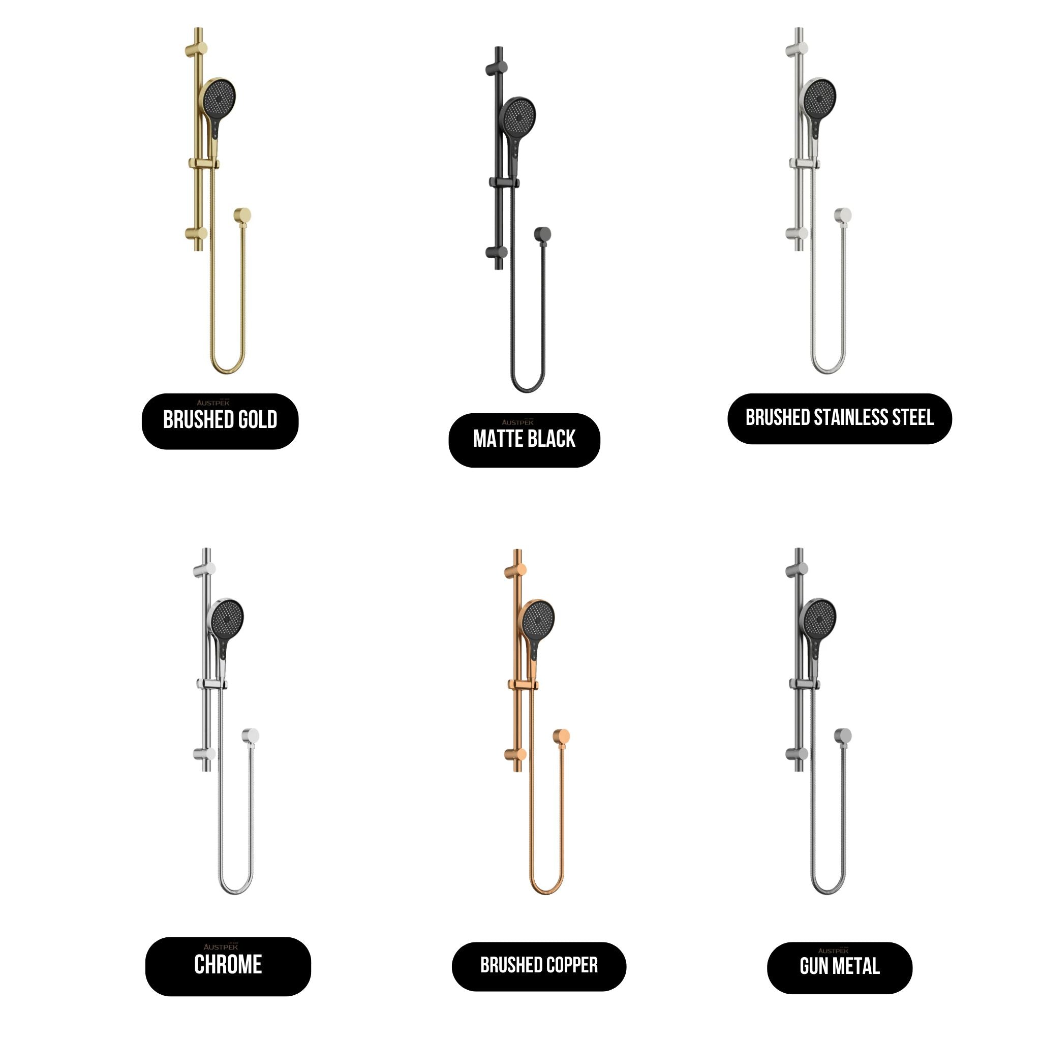 AMOZA HAND SHOWER ON RAIL 2 PACK BRUSHED GOLD