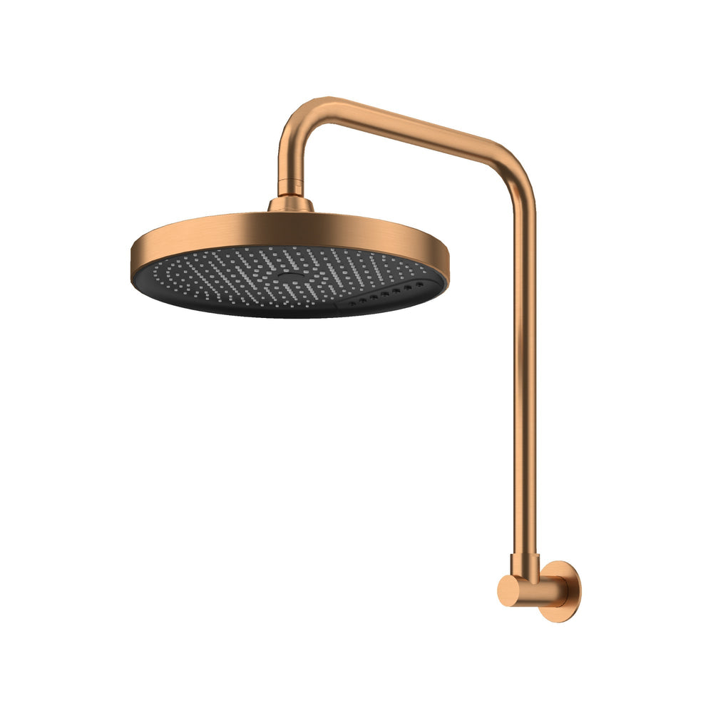 AMOZA GOOSENECK SHOWER ARM & HEAD 2 PACK 305MM BRUSHED COPPER