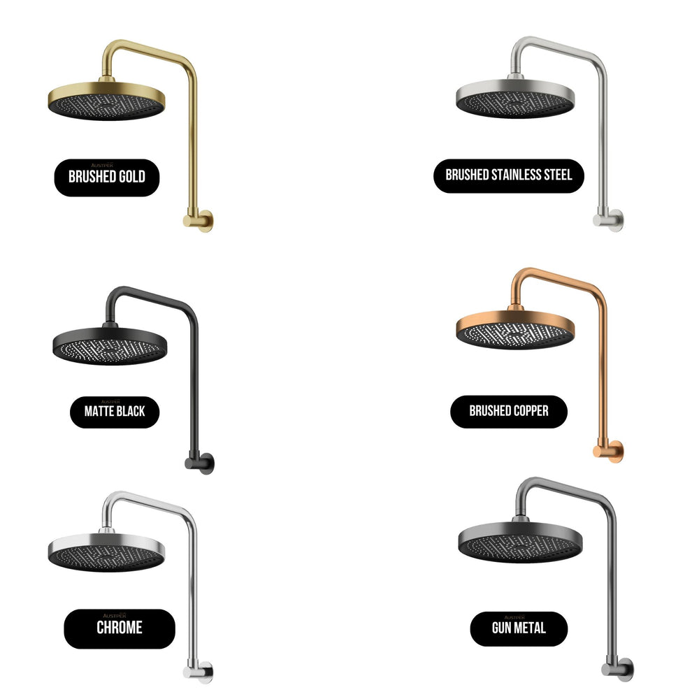 AMOZA GOOSENECK SHOWER ARM & HEAD 2 PACK 305MM MATTE BLACK