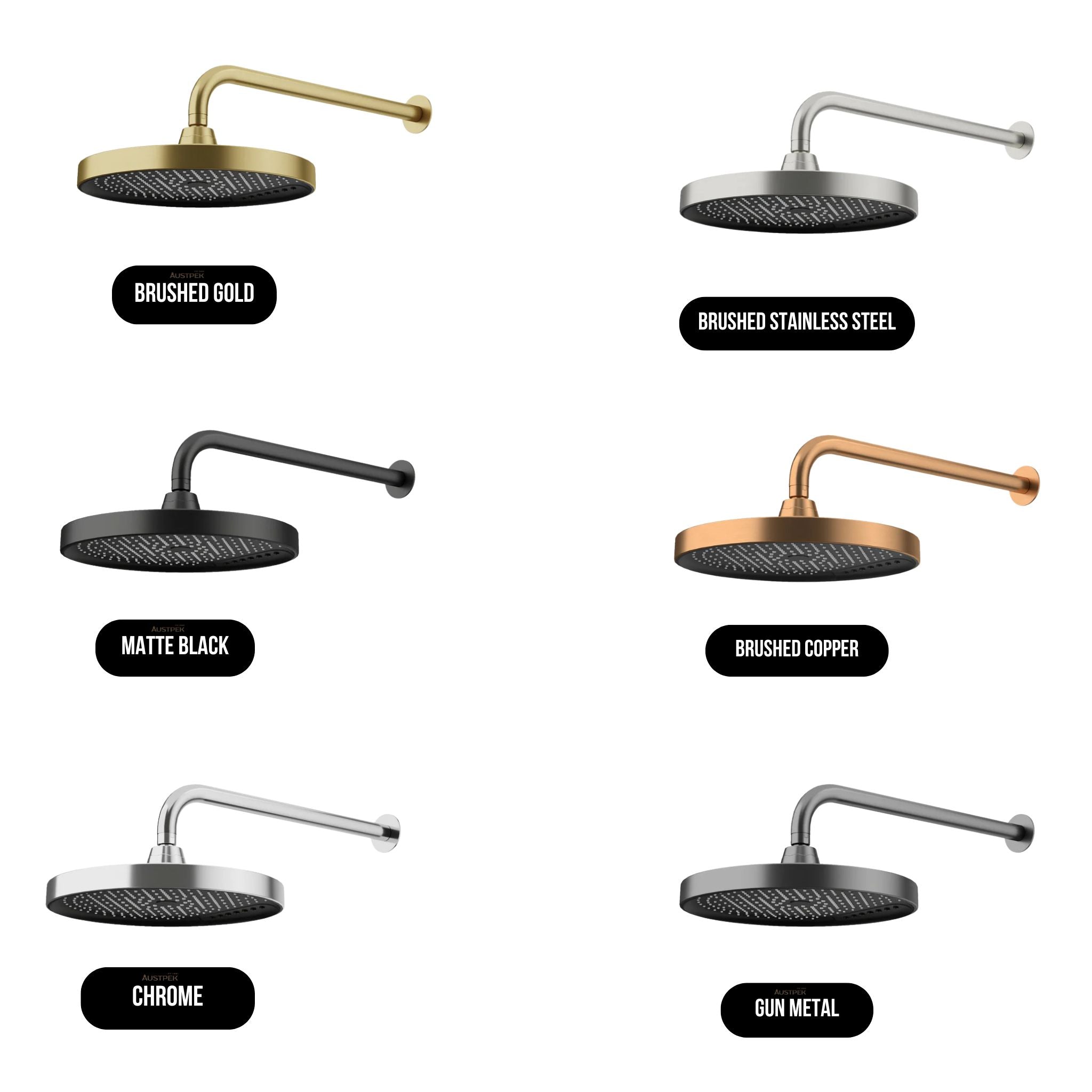 AMOZA CURVED SHOWER ARM & HEAD 2 PACKS 300MM BRUSHED COPPER