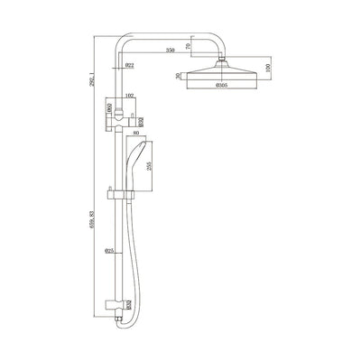 AMOZA TWIN SHOWER ON RAIL 3 PACKS GUN METAL