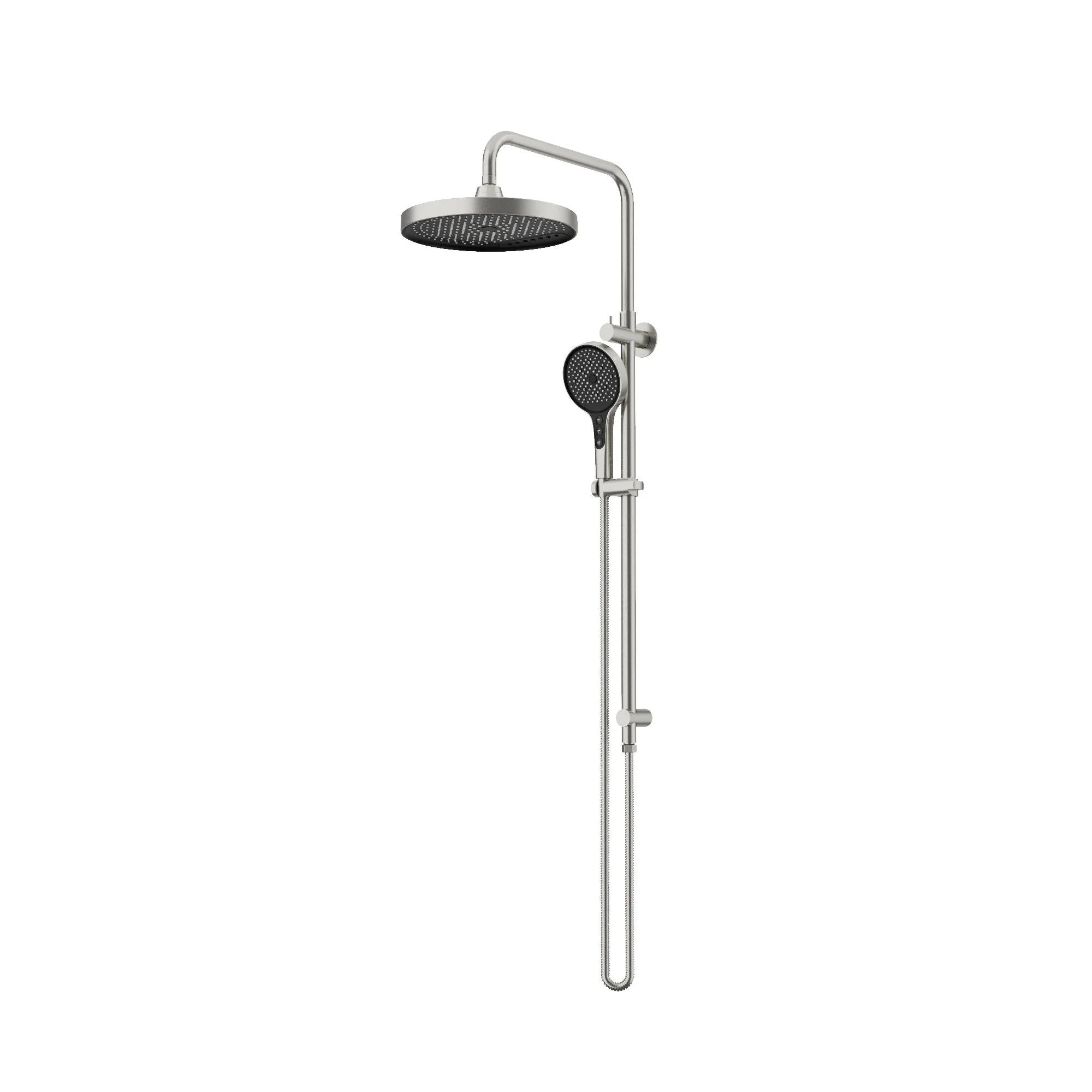 AMOZA TWIN SHOWER ON RAIL 3 PACKS BRUSHED STAINLESS STEEL