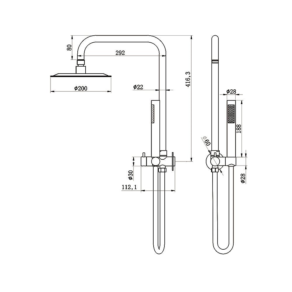 AMOZA TWIN SHOWER 3 PACKS BRUSHED COPPER