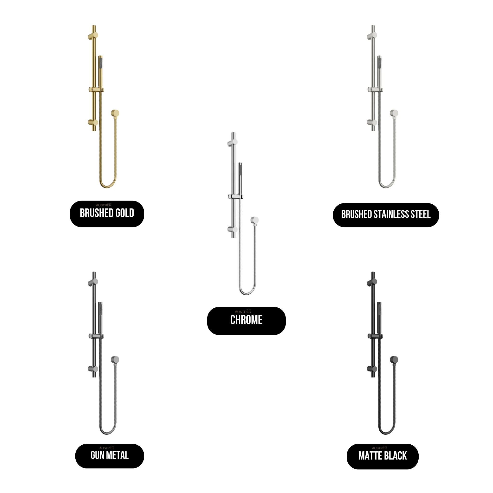 AMOZA HAND SHOWER ON RAIL 2 PACK BRUSHED GOLD