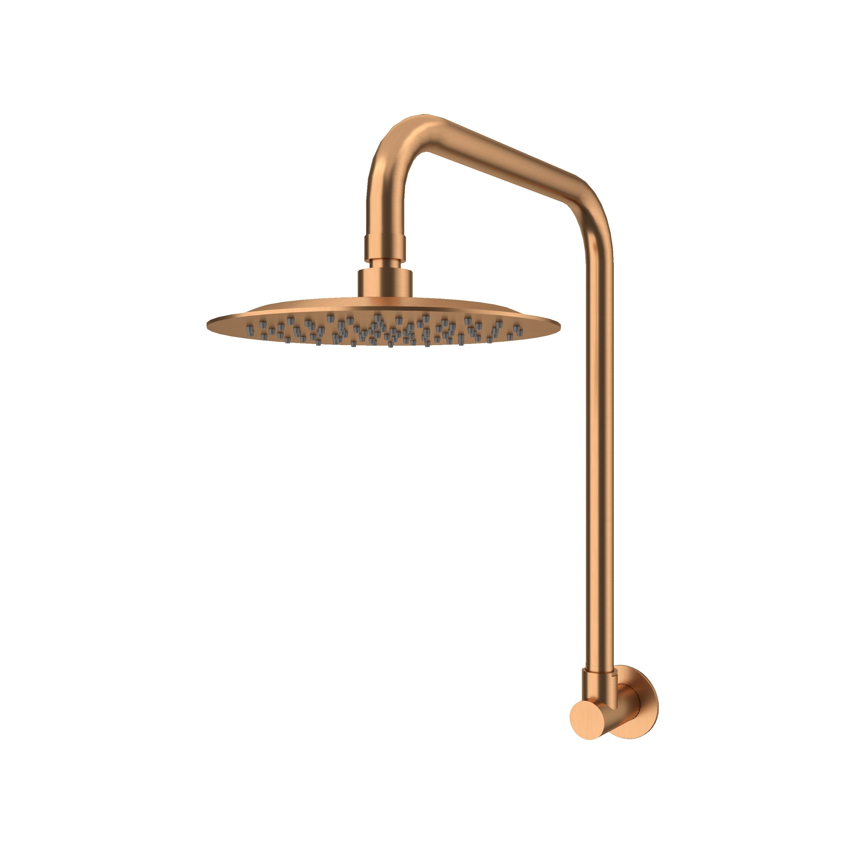 AMOZA GOOSENECK SHOWER ARM & HEAD 2 PACK 200MM BRUSHED COPPER