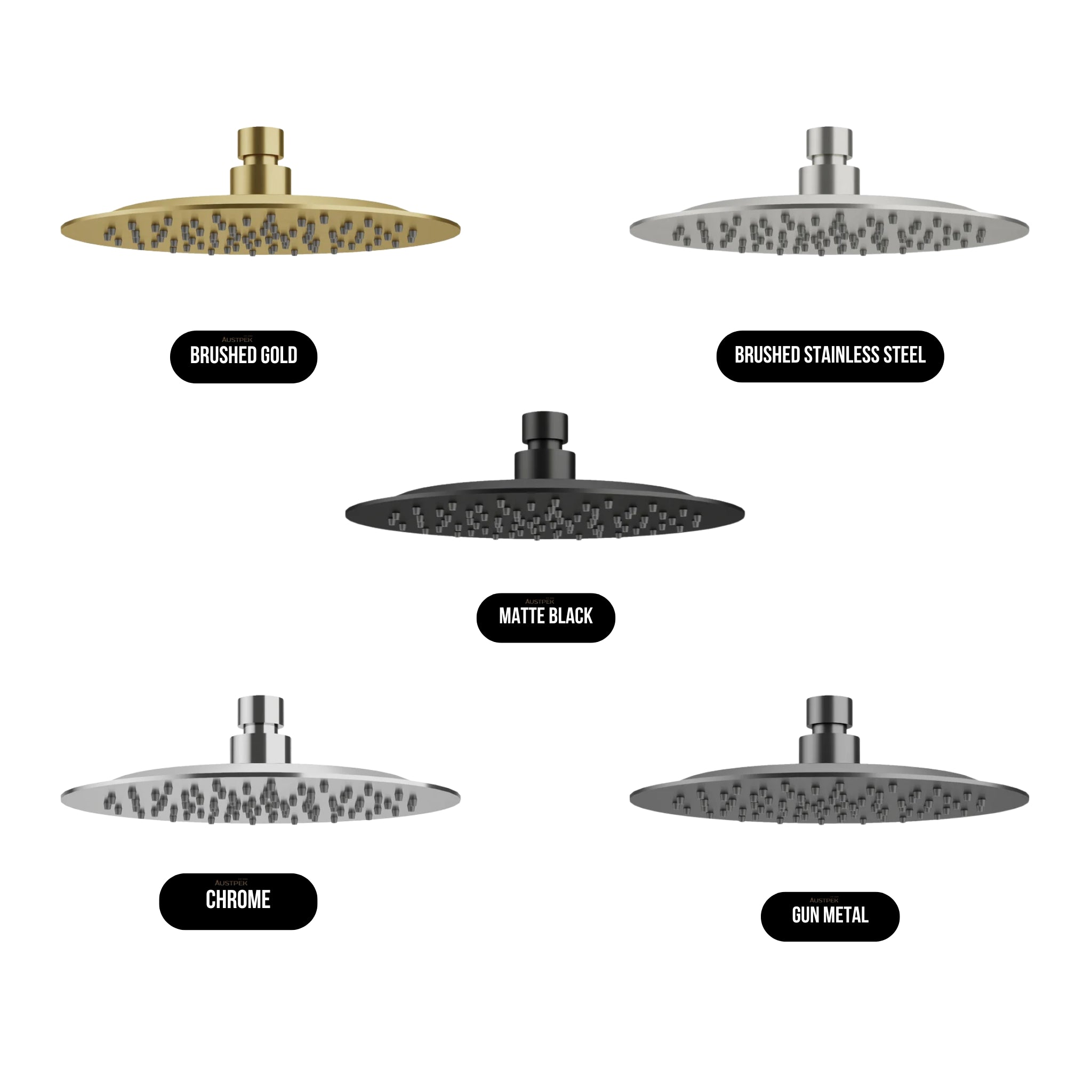 AMOZA SHOWER HEAD 200MM BRUSHED STAINLESS STEEL