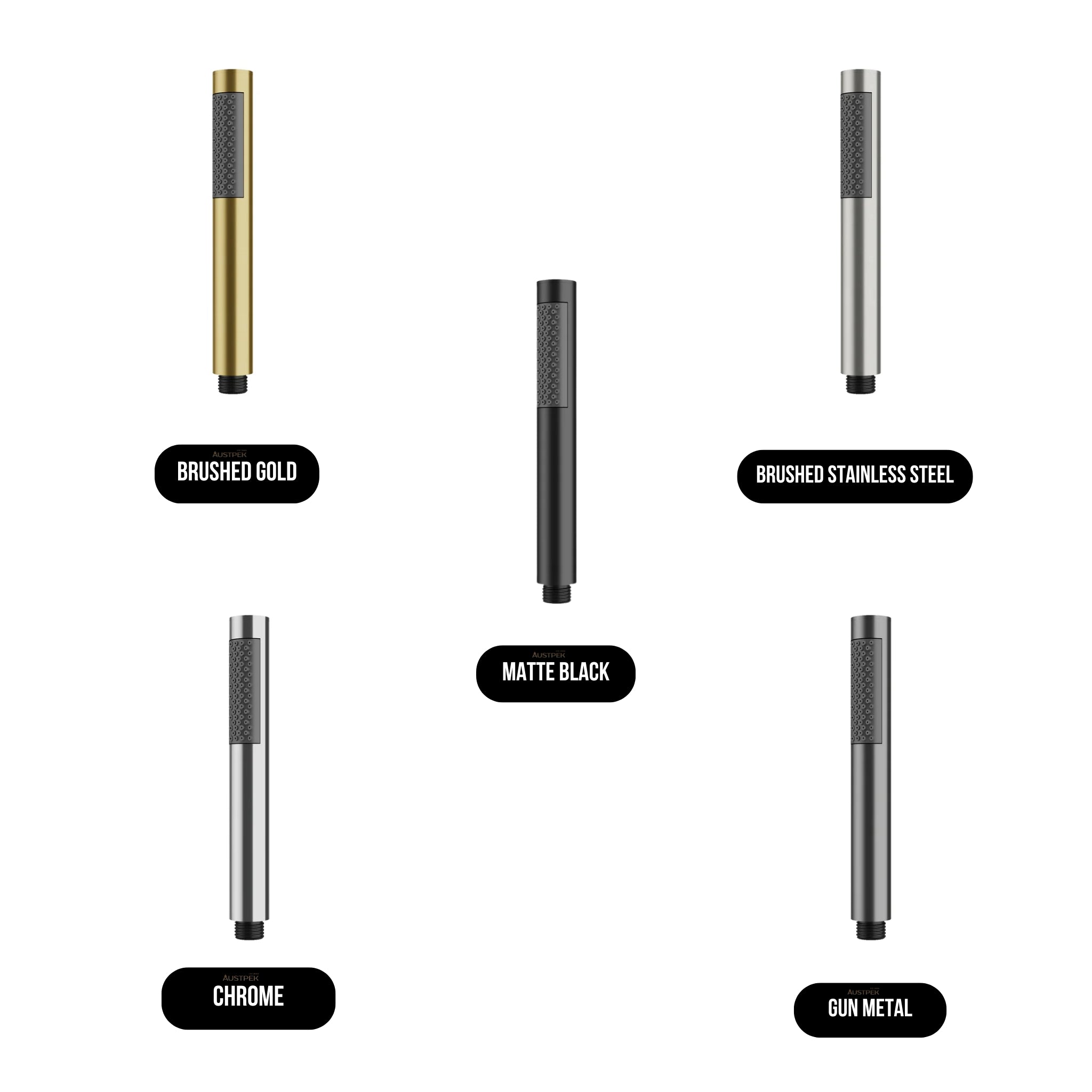 AMOZA PENCIL SHOWER HEAD 188MM BRUSHED STAINLESS STEEL