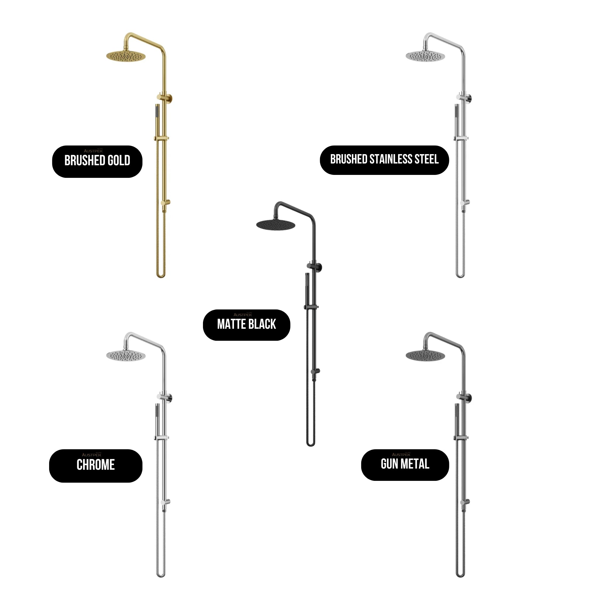 AMOZA TWIN SHOWER ON RAIL 3 PACKS BRUSHED GOLD