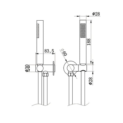 AMOZA HAND SHOWER WALL SHOWER BRACKET KITS 2 PACK BRUSHED GOLD