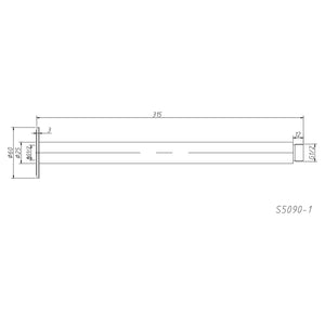 AMOZA CEILING SHOWER ARM 300MM GUN METAL