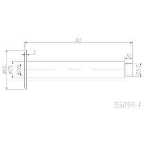 AMOZA CEILING SHOWER ARM 150MM BRUSHED STAINLESS STEEL