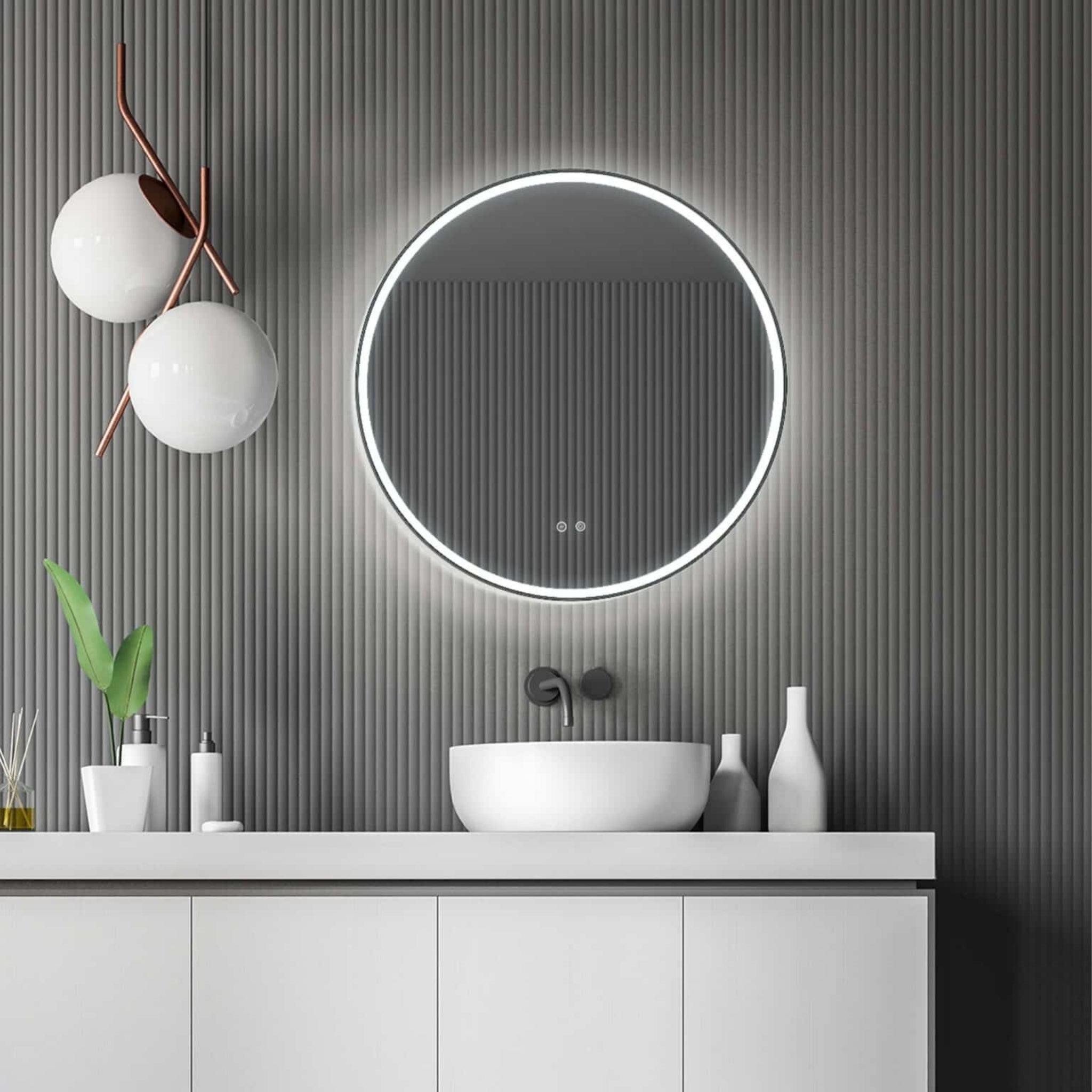REMER SPHERE FRAMELESS LED MIRROR WITH DEMISTER 600X600MM
