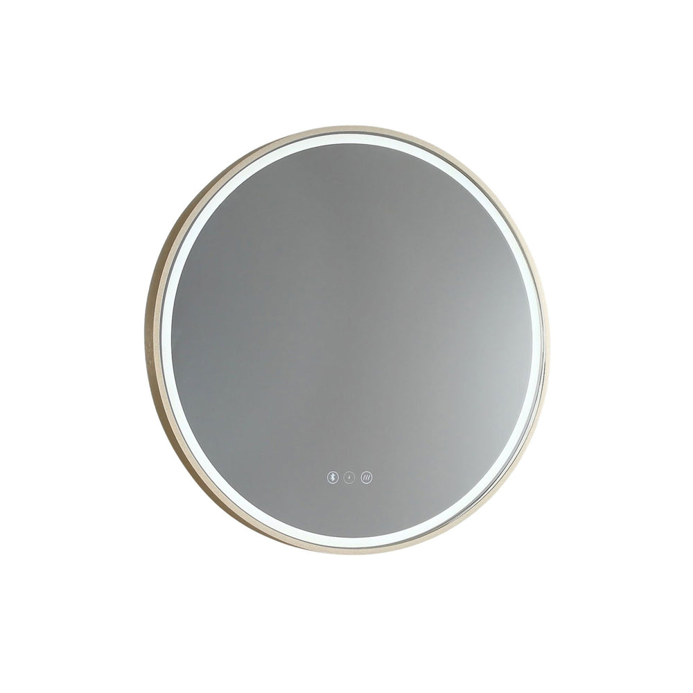 REMER SPHERE FRAMED LED MIRROR W/ DEMISTER, BLUETOOTH SPEAKERS & PORTABLE MAGNIFIER CUSTOM COLOURS 800X800MM