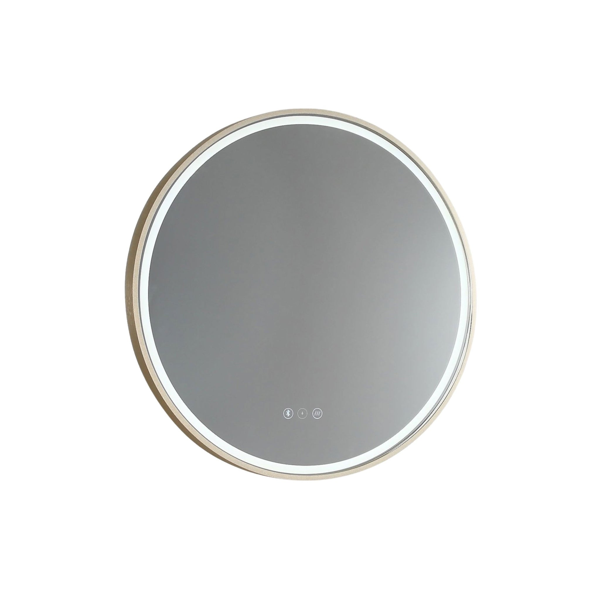 REMER SPHERE FRAMED LED MIRROR W/ DEMISTER & BLUETOOTH SPEAKERS CUSTOM COLOURS 800X800MM