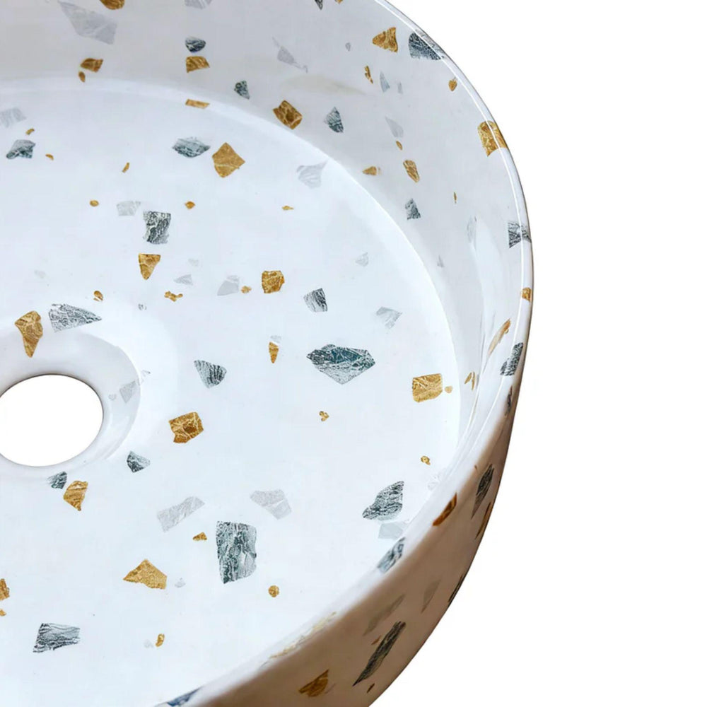 MERCIO SASSO ROUND ABOVE COUNTER BASIN GOLD TERRAZZO 360MM