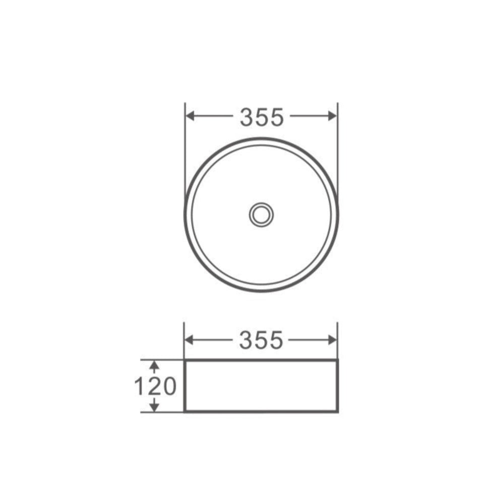 MERCIO SPIN ROUND ABOVE COUNTER BASIN GLOSS WHITE 355MM