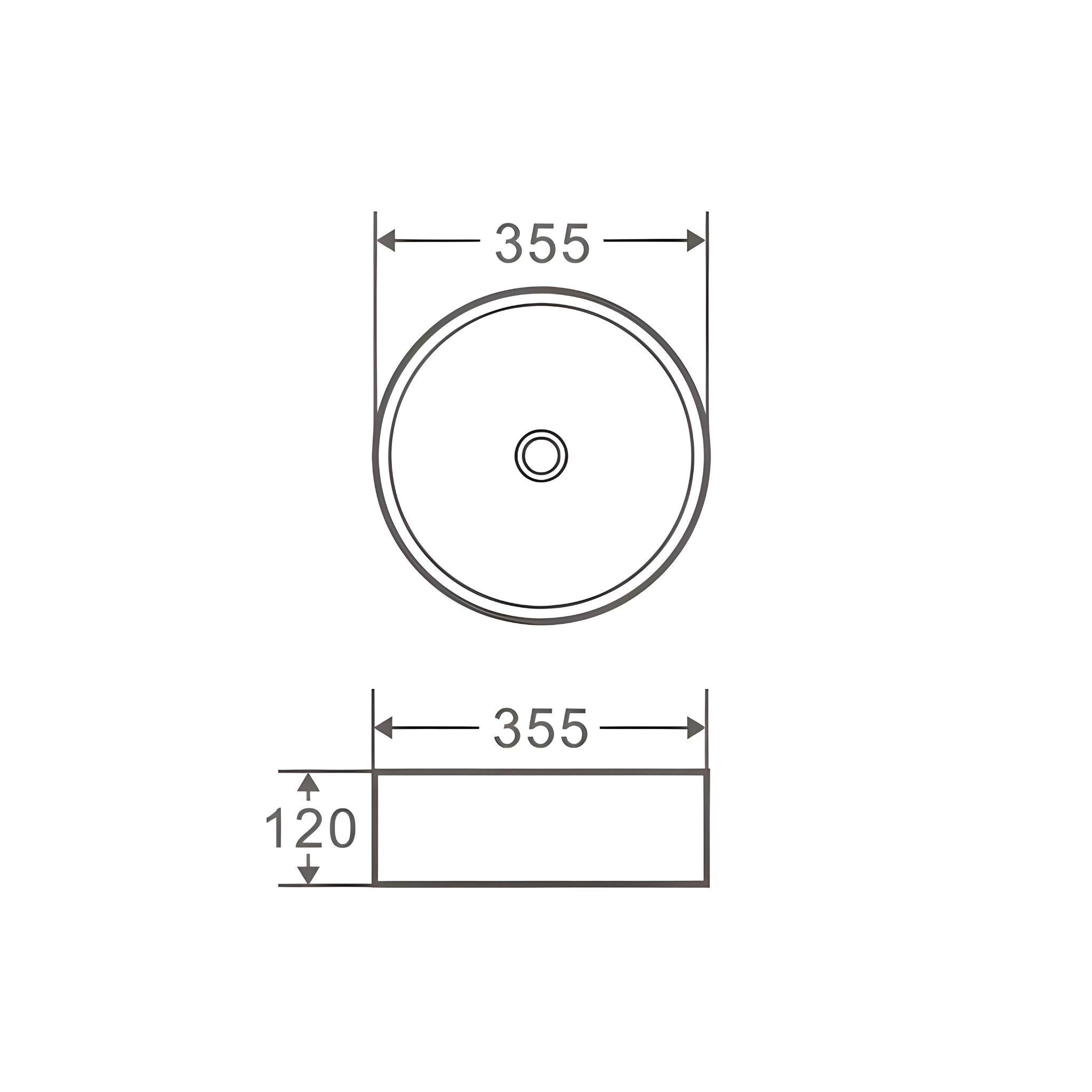 MERCIO SASSO ROUND ABOVE COUNTER BASIN NERO GREY 355MM