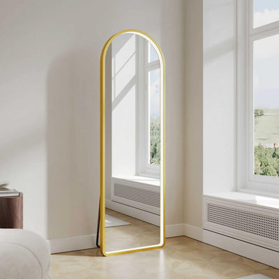 MERCIO SAGA FRAMED FREESTANDING LED MIRROR BRUSHED GOLD 500X1600MM