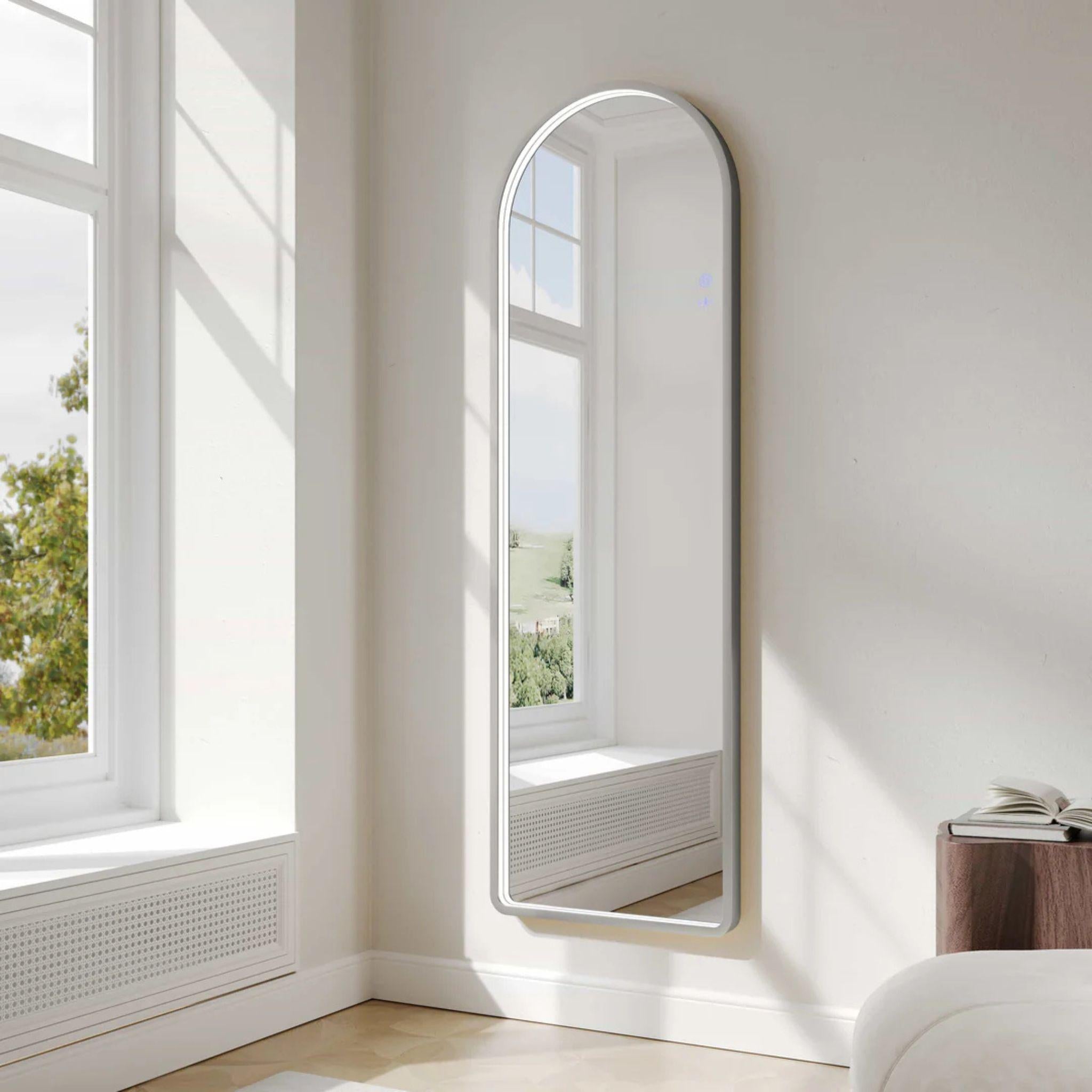 MERCIO SAGA FRAMED FREESTANDING LED MIRROR BRUSHED NICKEL 500X1600MM