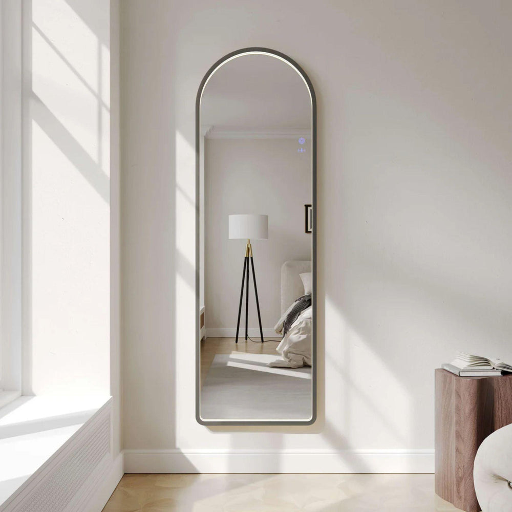 MERCIO SAGA FRAMED FREESTANDING LED MIRROR GUN METAL 500MM