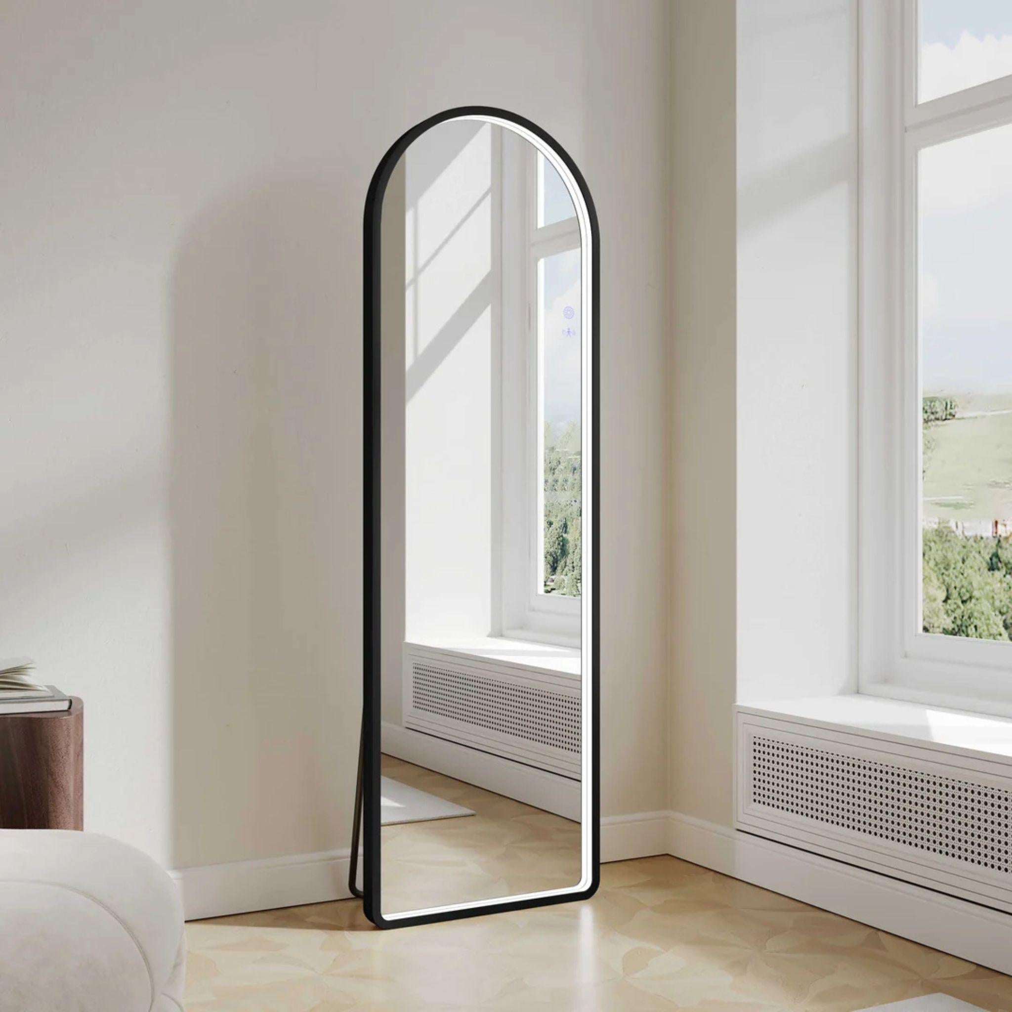 MERCIO SAGA FRAMED FREESTANDING LED MIRROR MATTE BLACK 500X1600MM