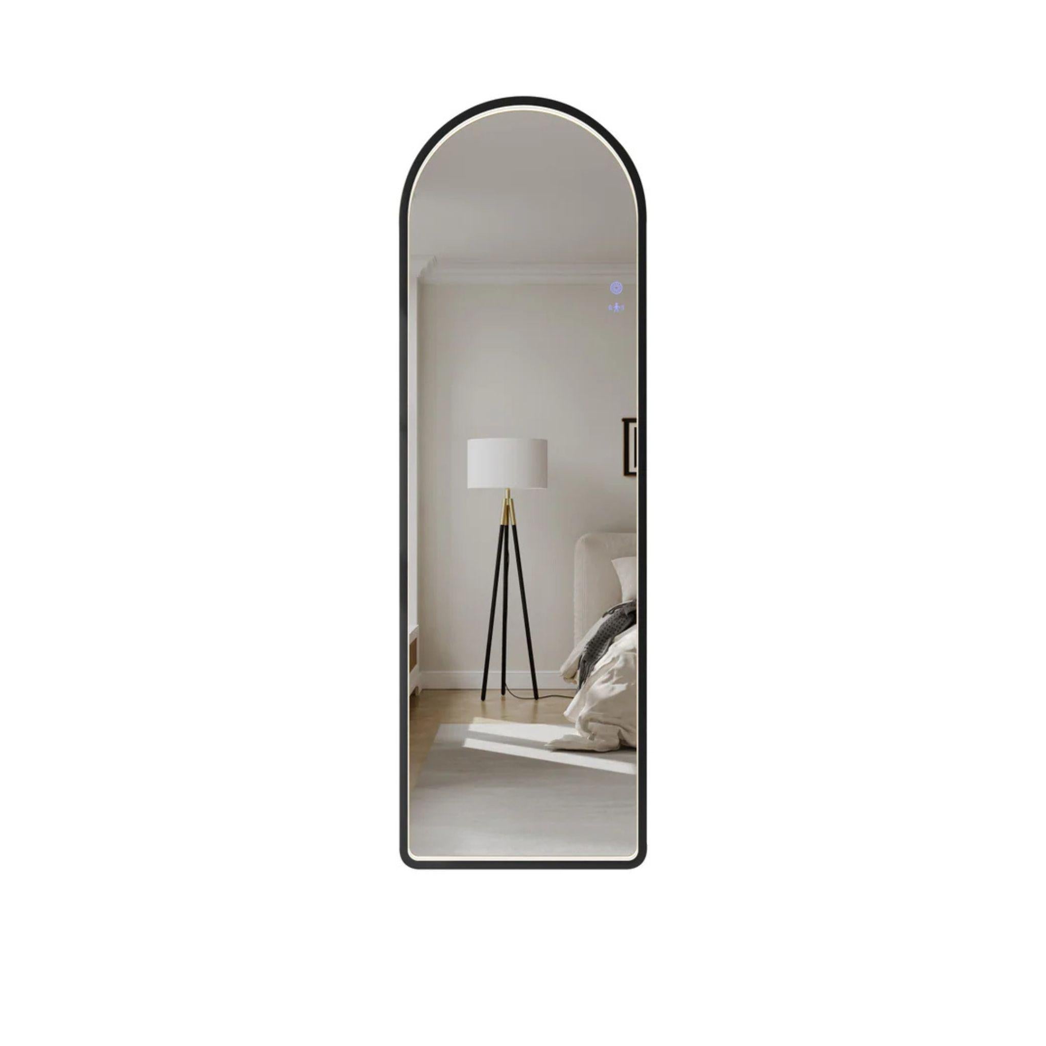 MERCIO SAGA FRAMED FREESTANDING LED MIRROR MATTE BLACK 500X1600MM