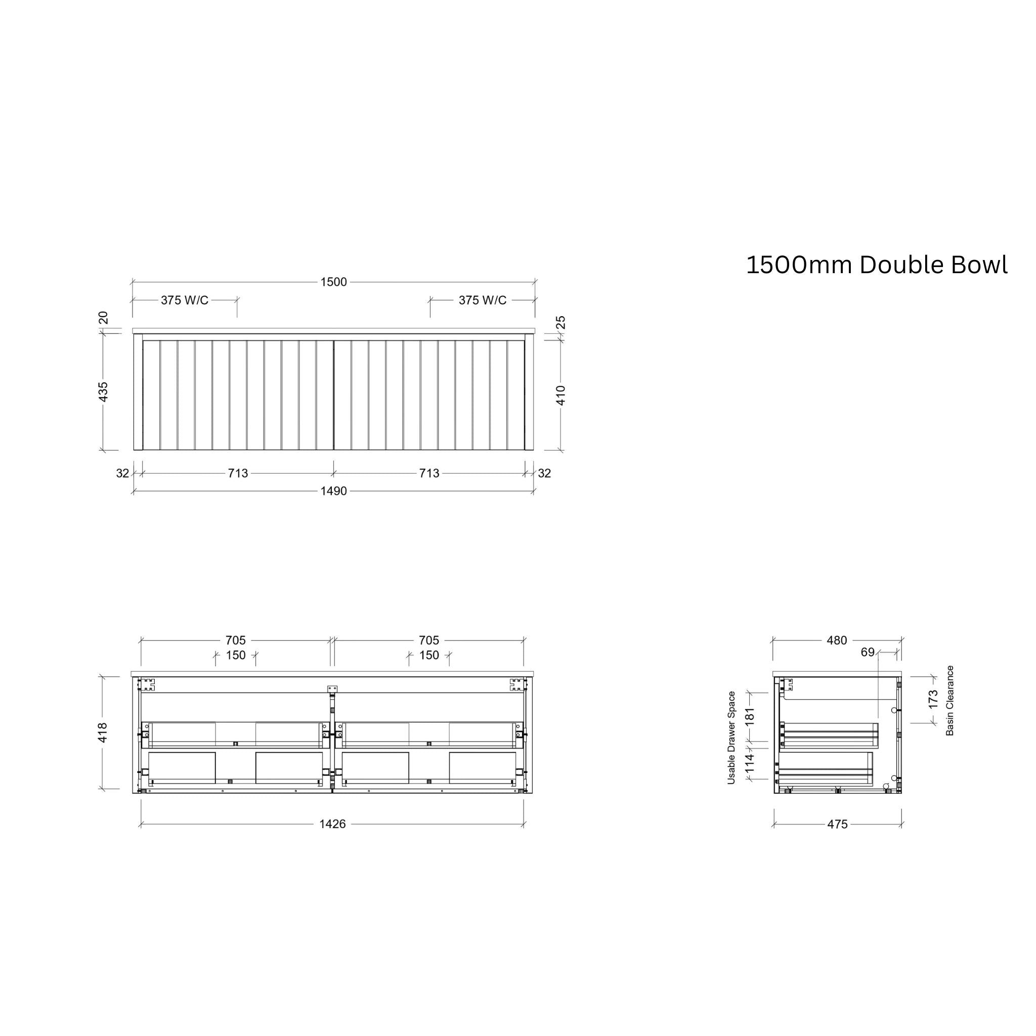 TIMBERLINE SABA CUSTOM WALL HUNG VANITY (ALL SIZING)