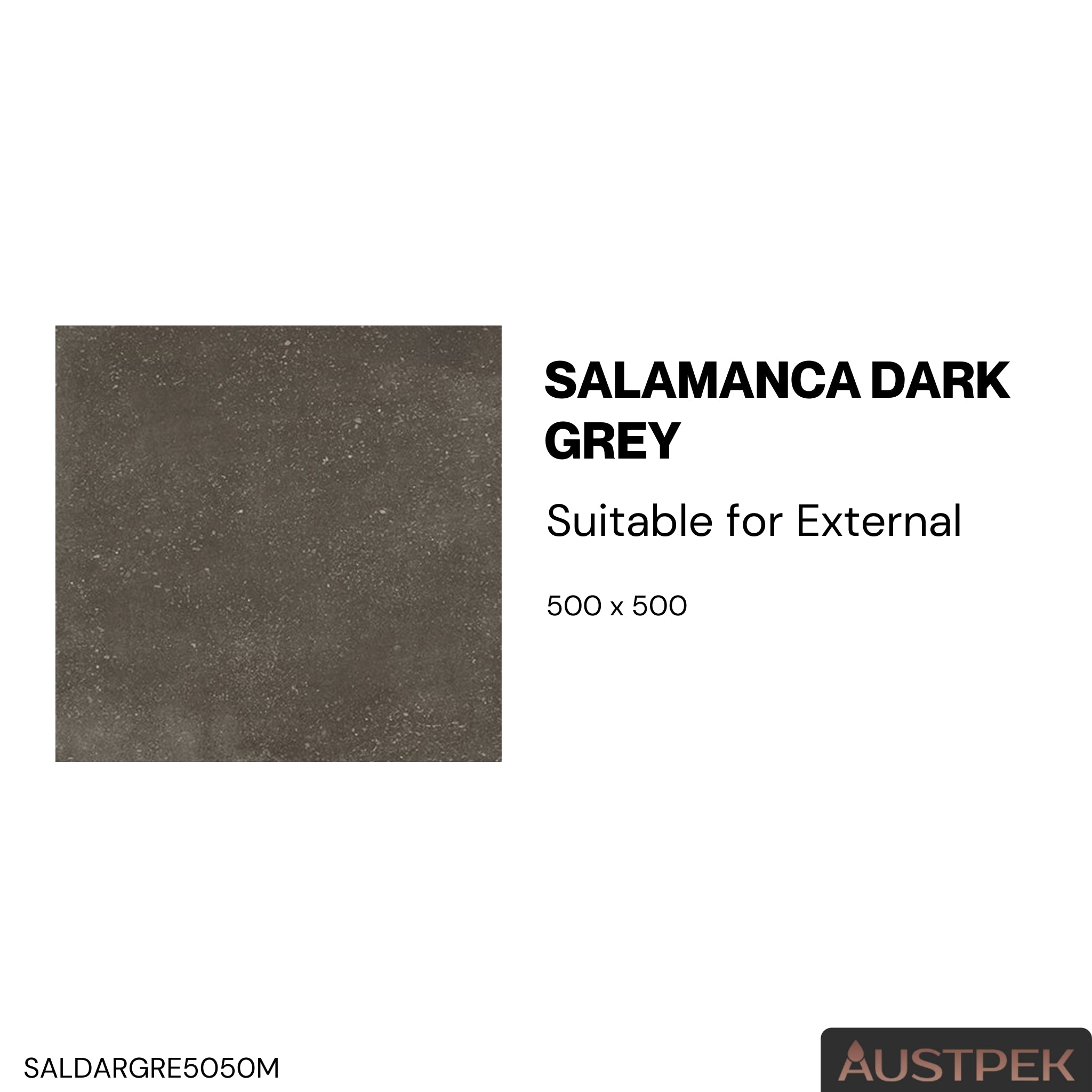 ELITE IMPORTERS SALAMANCA DARK GREY MATTE 500X500MM SQUARE TILE (PER BOX)
