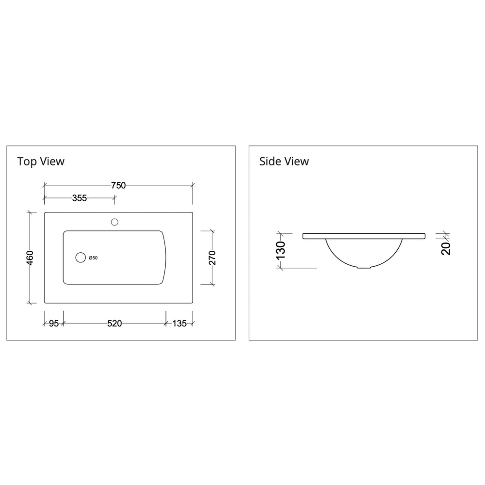 DUROCLASS SANCTUARY GLOSS WHITE OFFSET SINGLE BOWL UNDERMOUNT VANITY TOP (MULTIPLE SIZES AVAILABLE)
