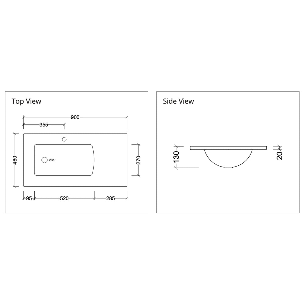 DUROCLASS SANCTUARY GLOSS WHITE OFFSET SINGLE BOWL UNDERMOUNT VANITY TOP (MULTIPLE SIZES AVAILABLE)