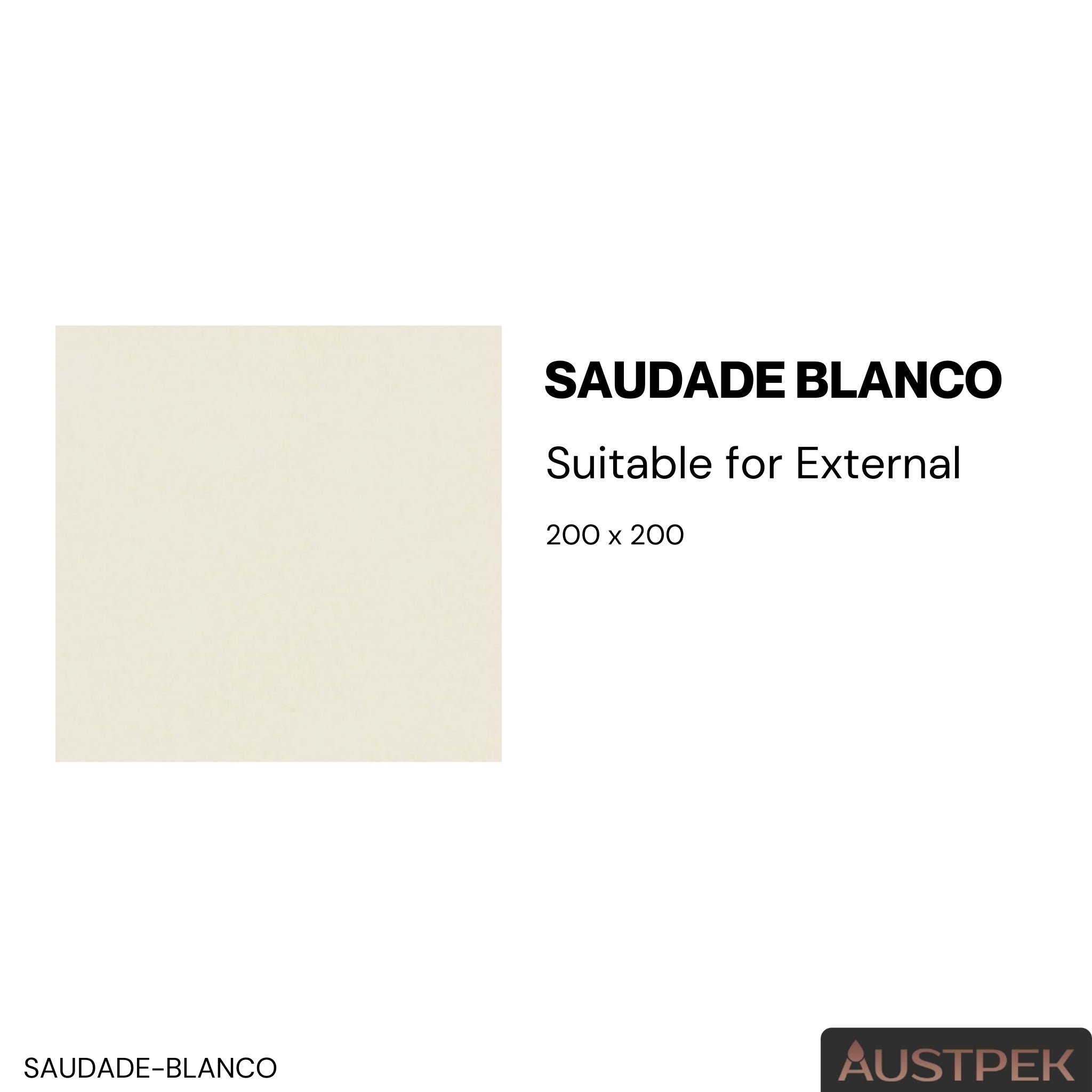 DUNE CERAMICA SAUDADE BLANCO MATTE 200X200MM SQUARE TILE (PER BOX)