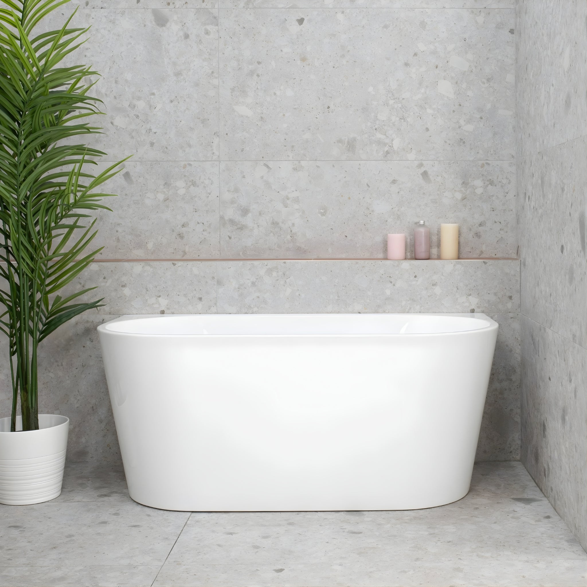 ENFLAIR AVALON BACK TO WALL BATHTUB GLOSS WHITE (MULTIPLE SIZES AVAILABLE)