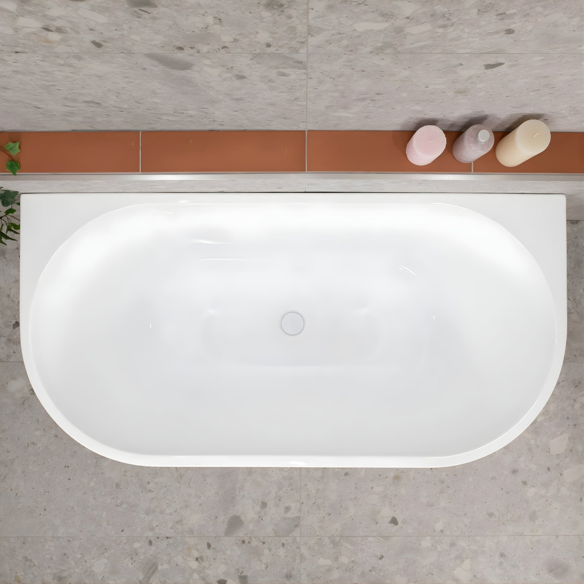 ENFLAIR AVALON BACK TO WALL BATHTUB GLOSS WHITE (MULTIPLE SIZES AVAILABLE)