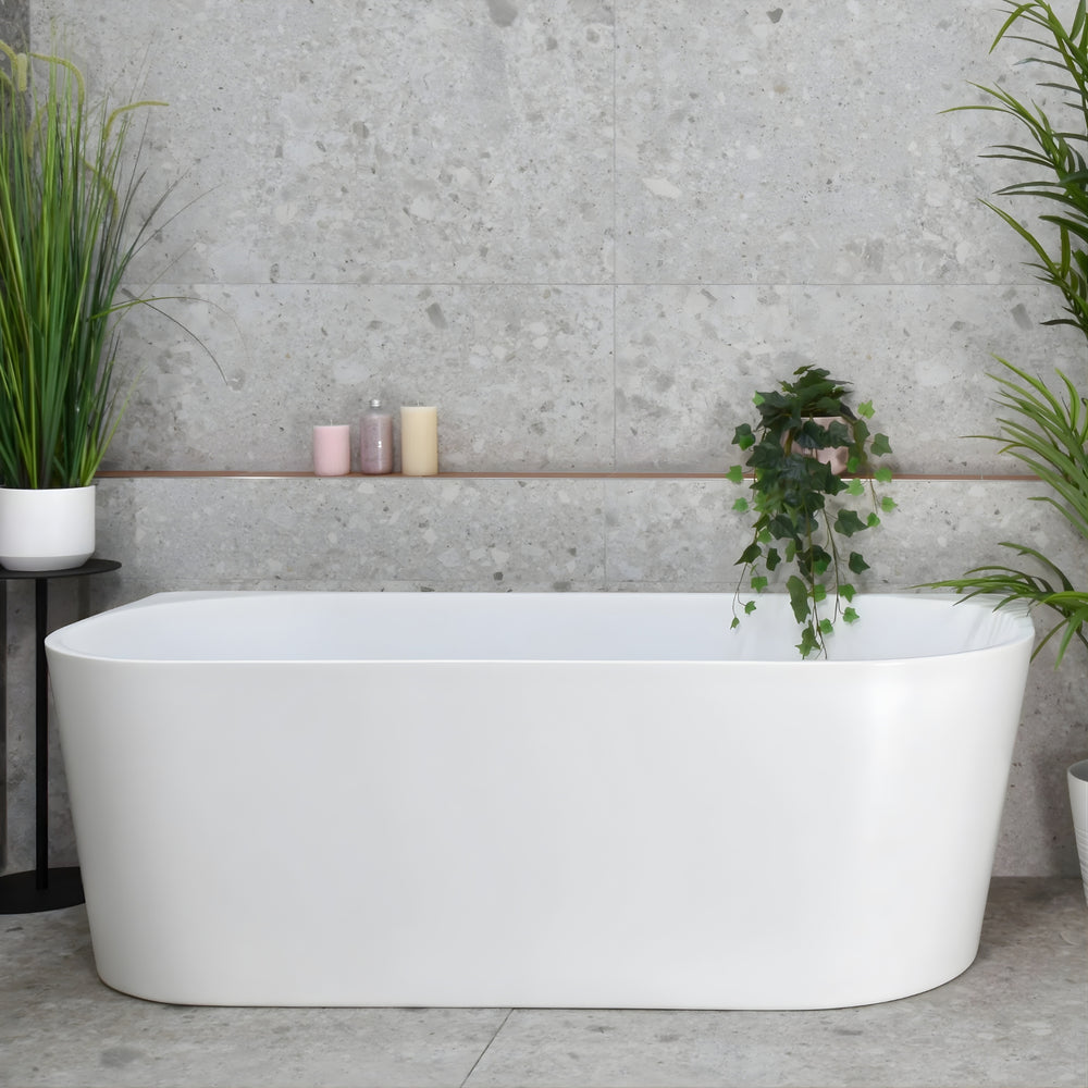 ENFLAIR AVALON BACK TO WALL BATHTUB MATTE WHITE (MULTIPLE SIZES AVAILABLE)