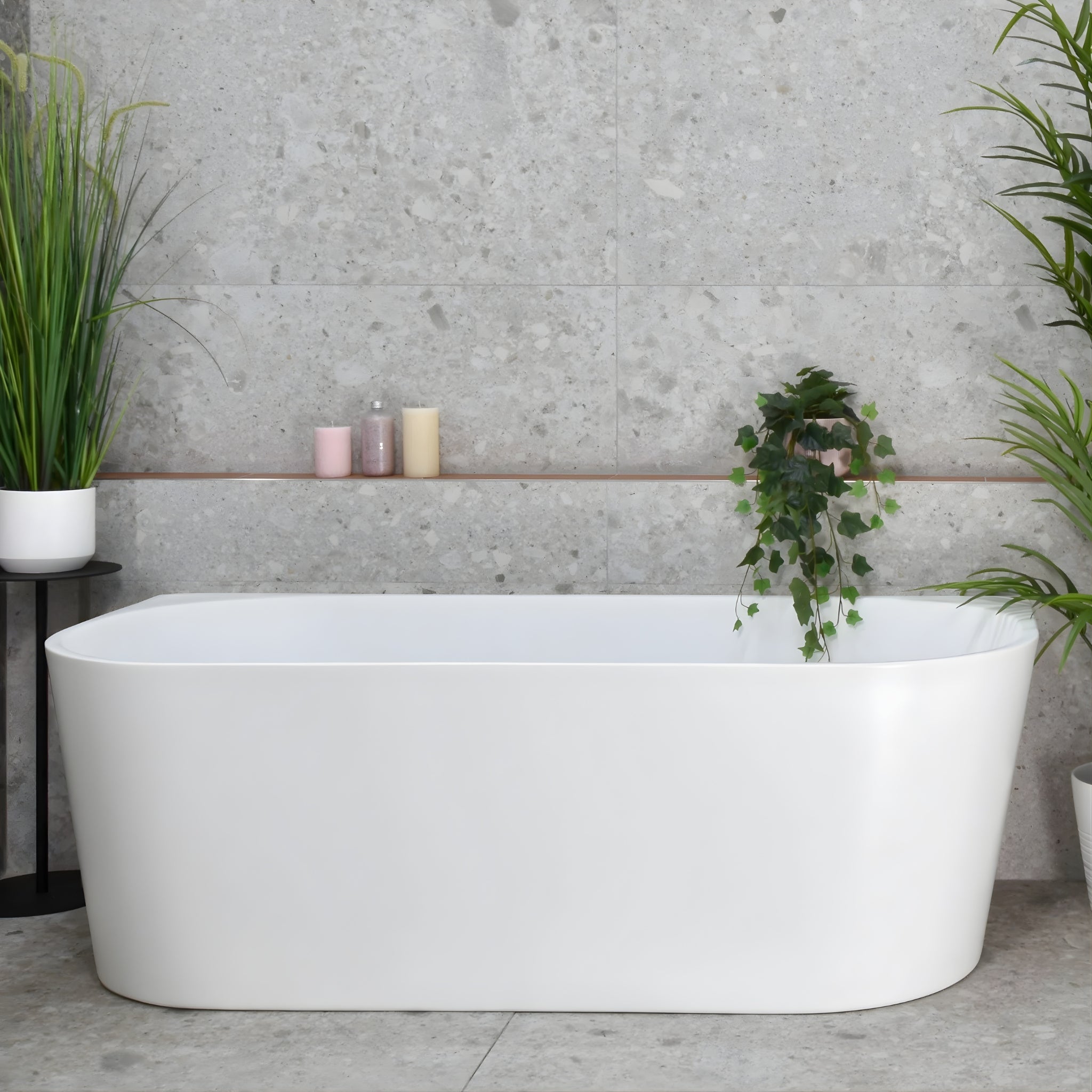 ENFLAIR AVALON BACK TO WALL BATHTUB MATTE WHITE (MULTIPLE SIZES AVAILABLE)