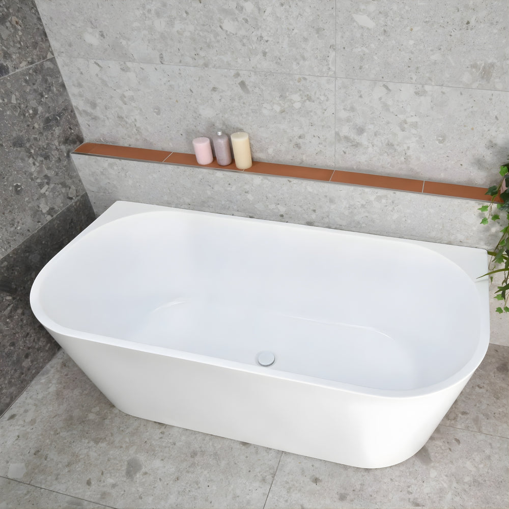 ENFLAIR AVALON BACK TO WALL BATHTUB MATTE WHITE (MULTIPLE SIZES AVAILABLE)