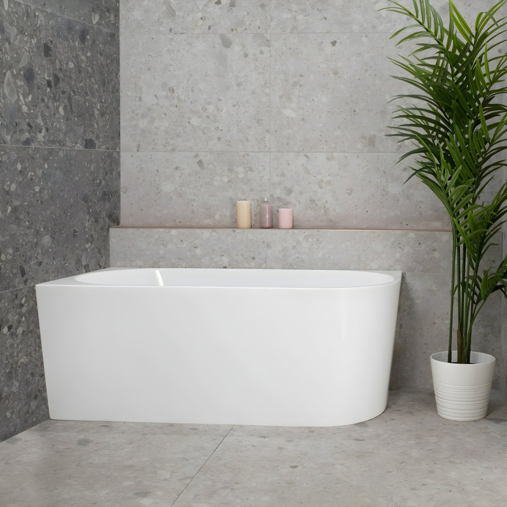 ENFLAIR AVALON LEFT CORNER BACK TO WALL BATHTUB GLOSS WHITE (MULTIPLE SIZES AVAILABLE)