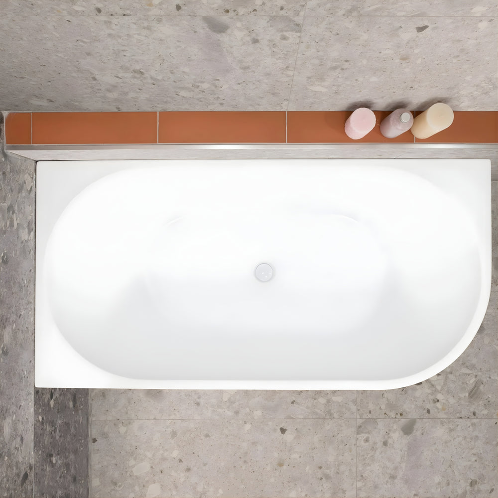 ENFLAIR AVALON LEFT CORNER BACK TO WALL BATHTUB MATTE WHITE (MULTIPLE SIZES AVAILABLE)