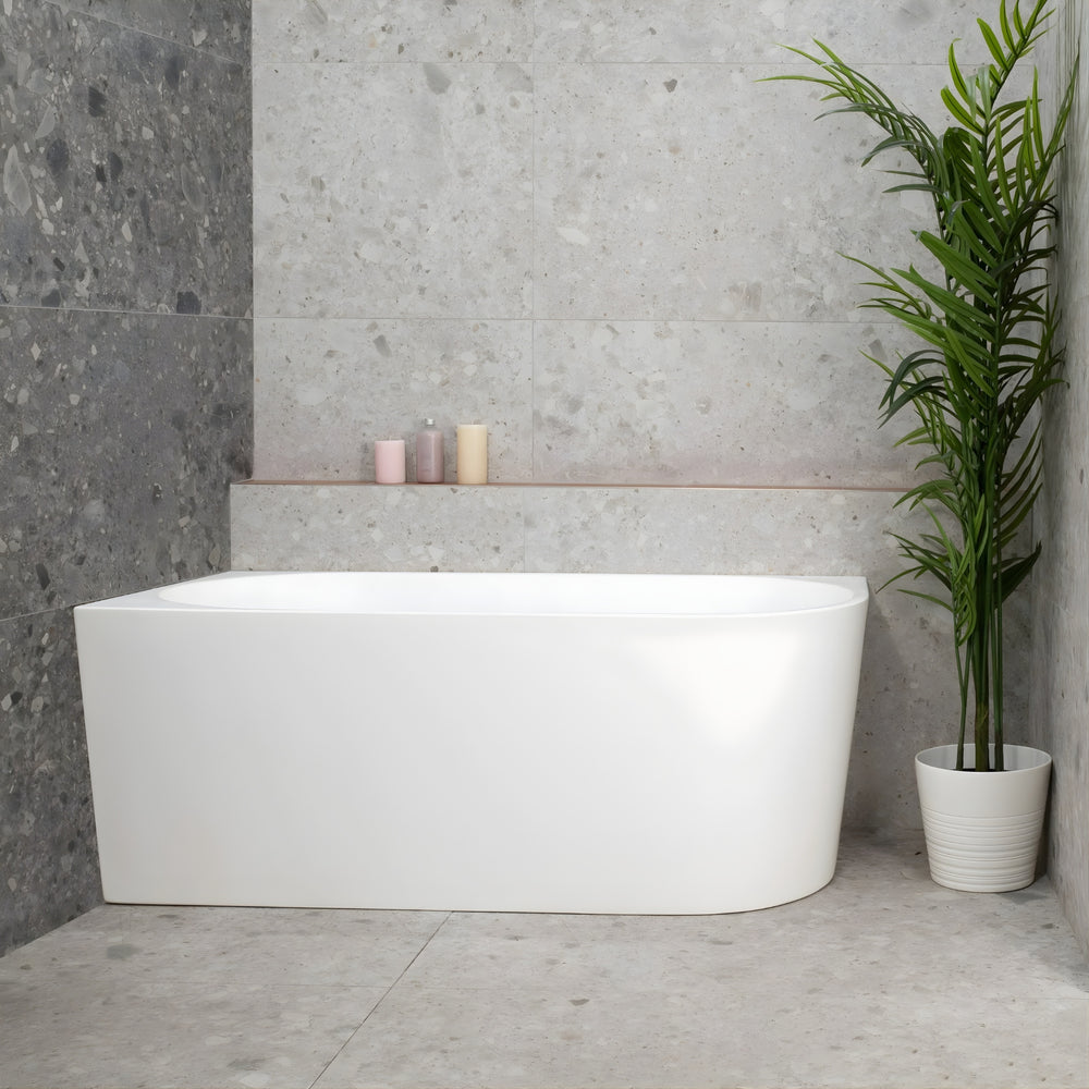 ENFLAIR AVALON LEFT CORNER BACK TO WALL BATHTUB MATTE WHITE (MULTIPLE SIZES AVAILABLE)