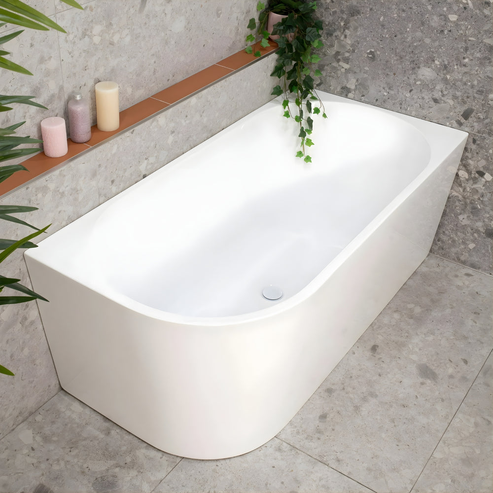 ENFLAIR AVALON RIGHT CORNER BACK TO WALL BATHTUB GLOSS WHITE (MULTIPLE SIZES AVAILABLE)